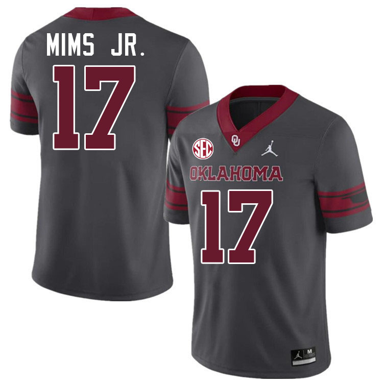 Oklahoma Sooners #17 Marvin Mims Jr. College Football Jerseys,Uniforms-Charcoal
